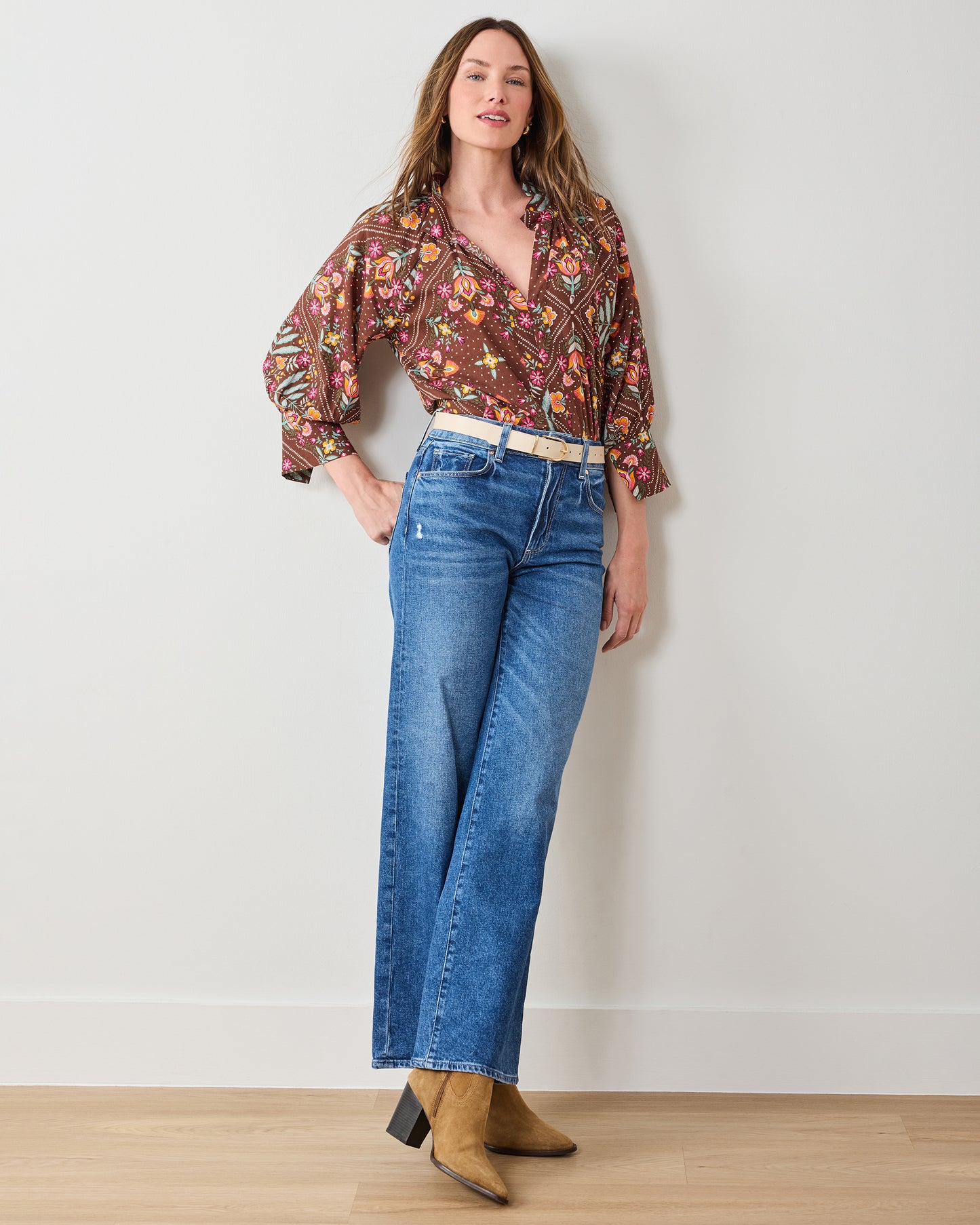 Floral Bandana - Fayette Blouse - Tanned Copper - Printfresh