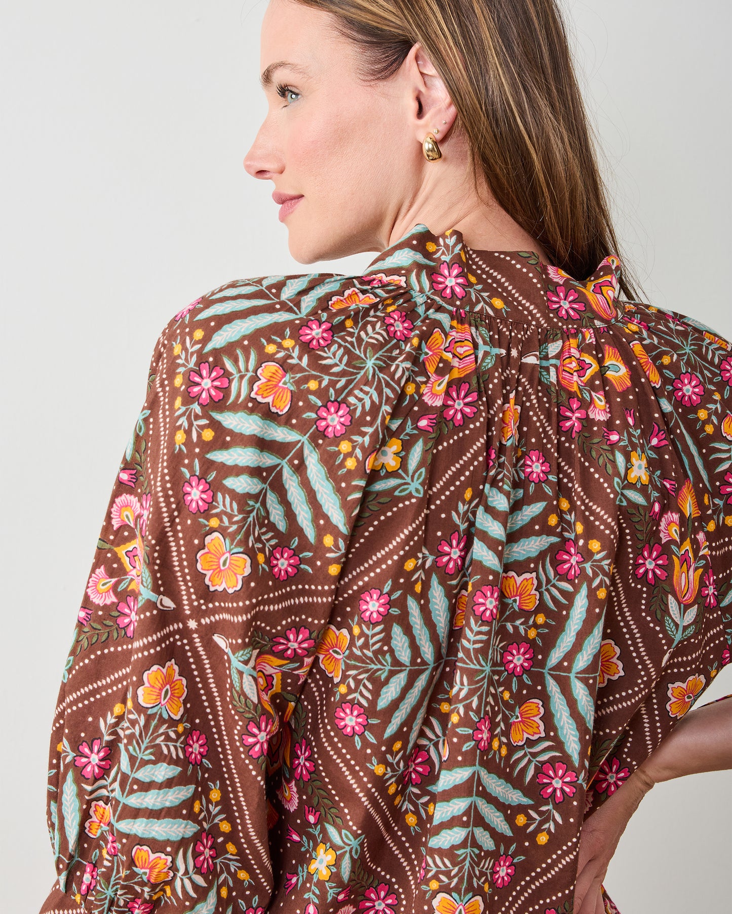 Floral Bandana - Fayette Blouse - Tanned Copper - Printfresh