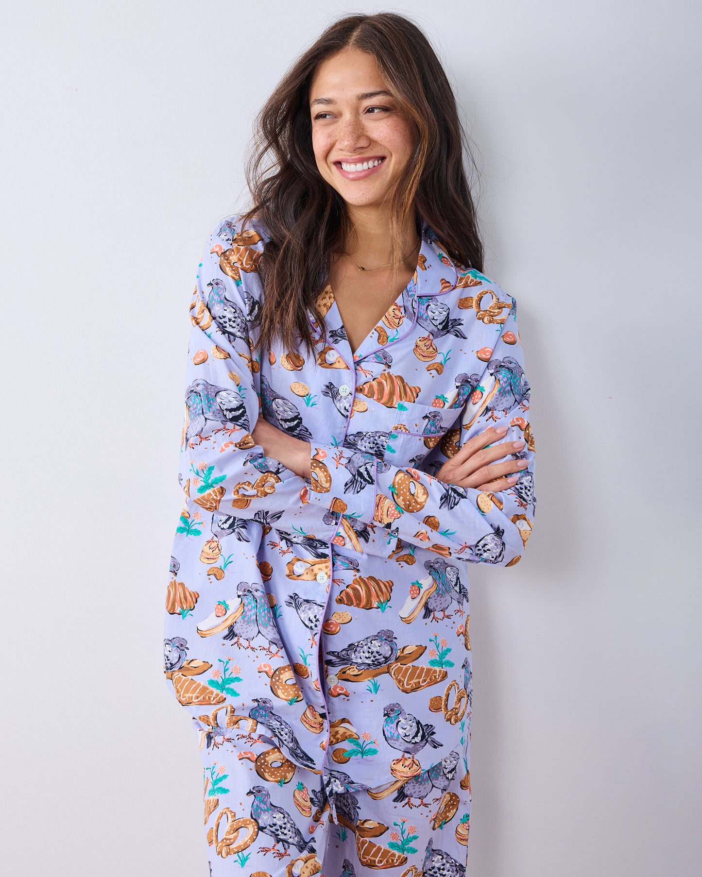 Peckish Pastries - Long PJ Set - Lavender Lovebird - Printfresh