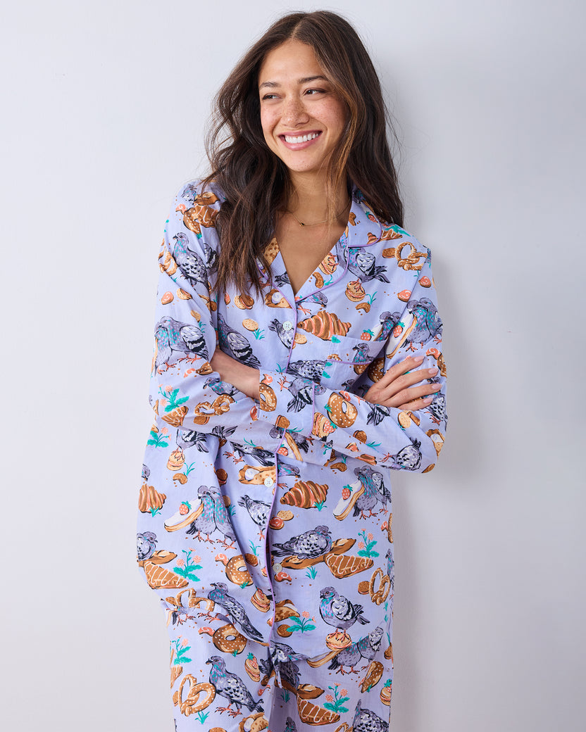 Peckish Pastries - Long PJ Set - Lavender Lovebird - Printfresh