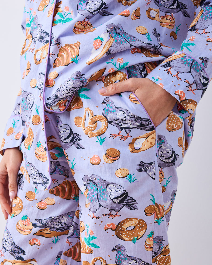 Peckish Pastries - Long PJ Set - Lavender Lovebird - Printfresh