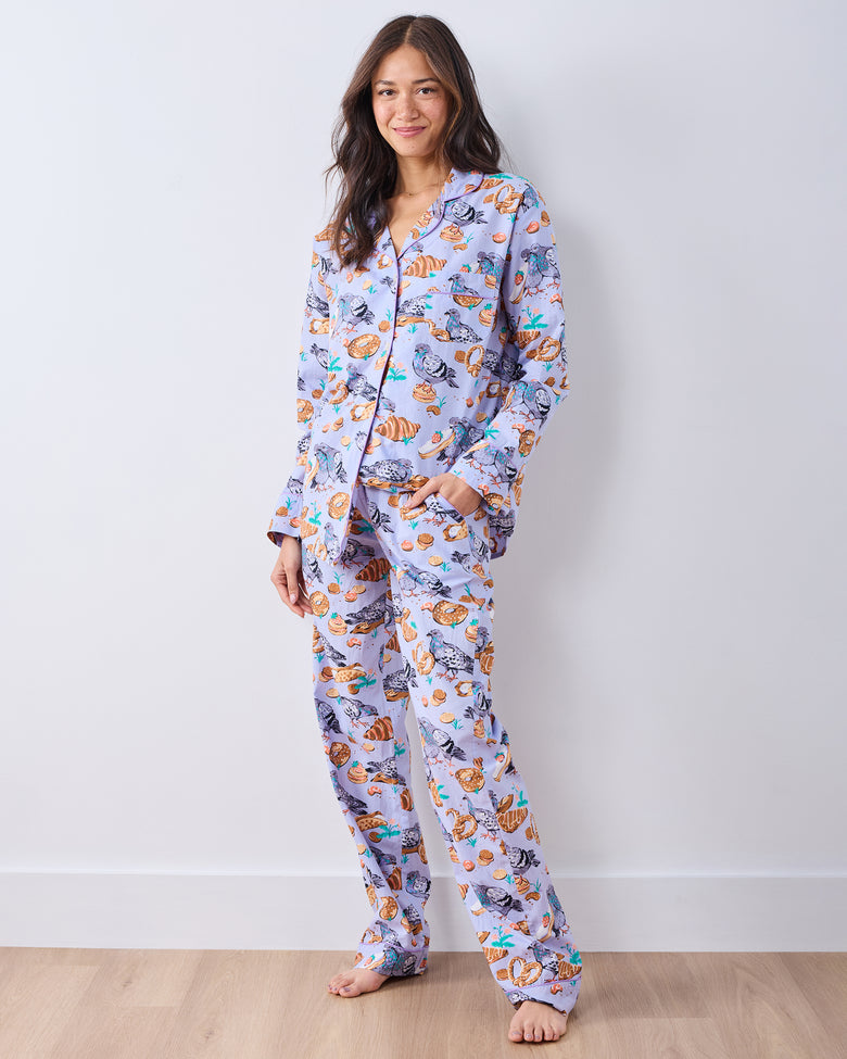 Peckish Pastries - Long PJ Set - Lavender Lovebird - Printfresh
