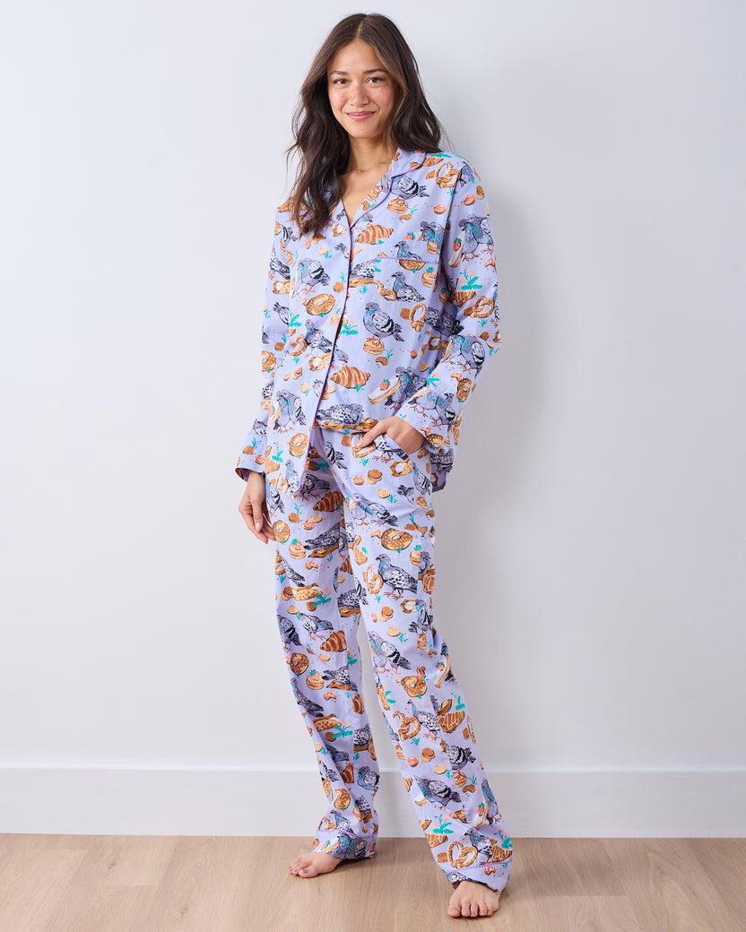 Peckish Pastries - Long PJ Set - Lavender Lovebird - Printfresh
