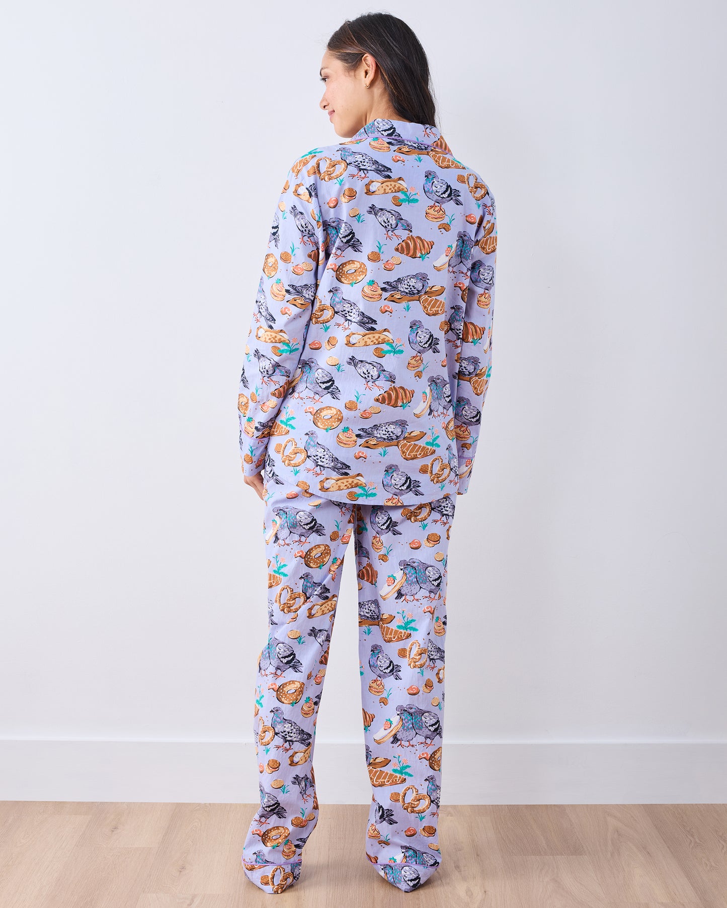 Peckish Pastries - Long PJ Set - Lavender Lovebird - Printfresh