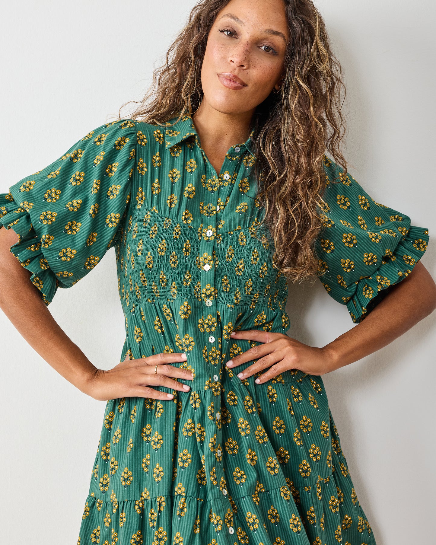 Texas Bouquet - Sienna Dress - Desert Moss - Printfresh