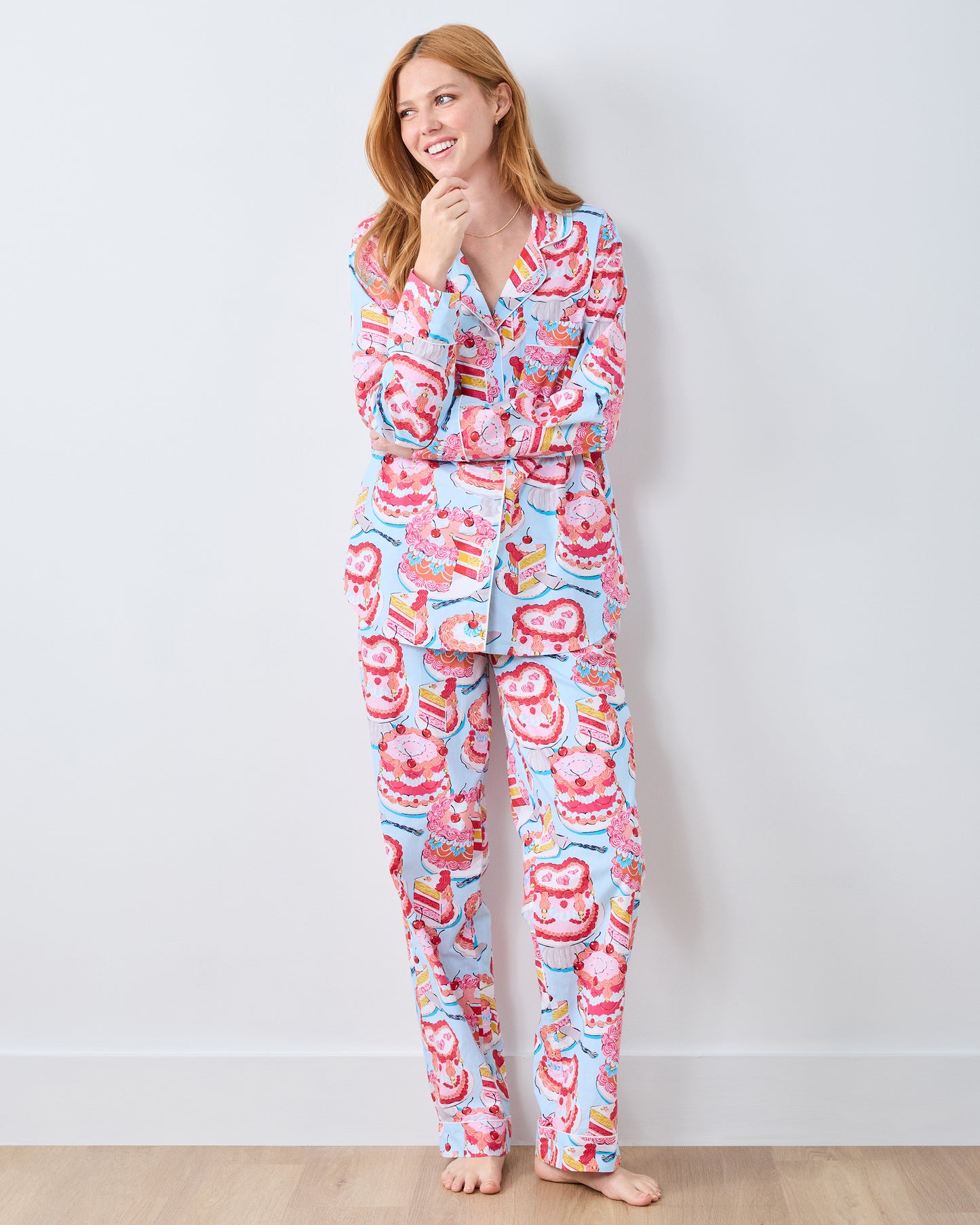 Vintage Cakes - Petite Long PJ Set - Blue Buttercream - Printfresh