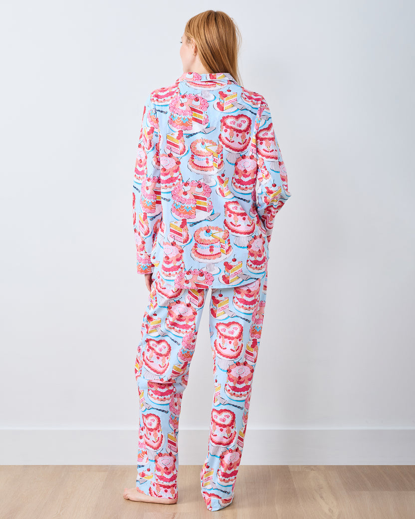 Vintage Cakes - Petite Long PJ Set - Blue Buttercream