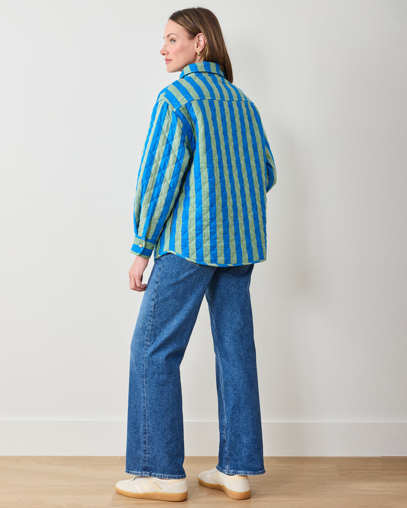 Bold Stripe - Quilted Jacket - Blue Sage - Printfresh