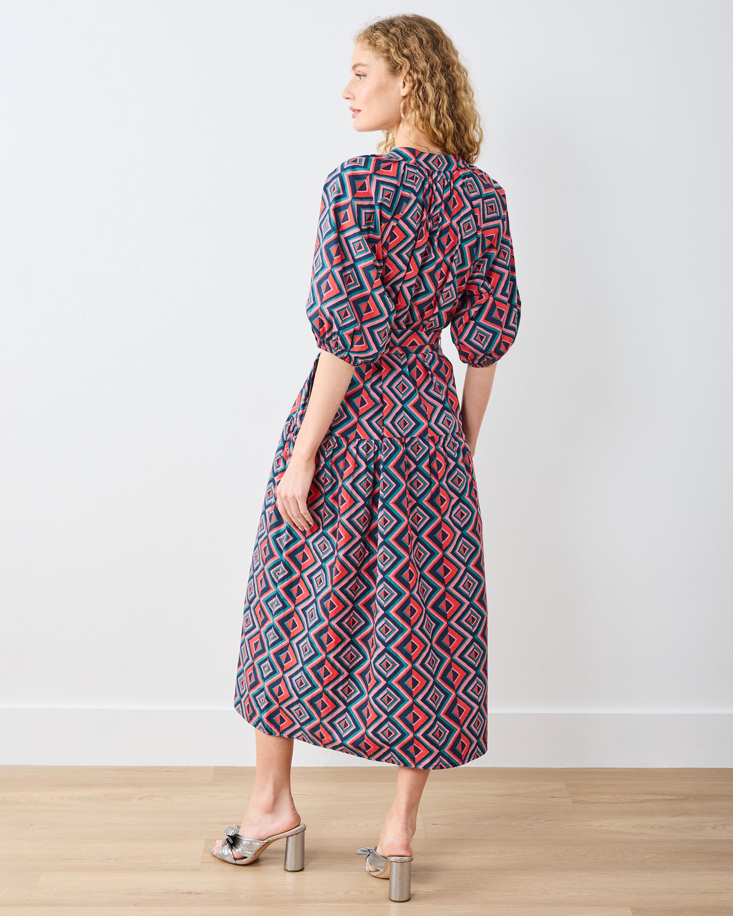 Kaleidoscope Diamond - Caroline Dress - Navy/Red - Printfresh