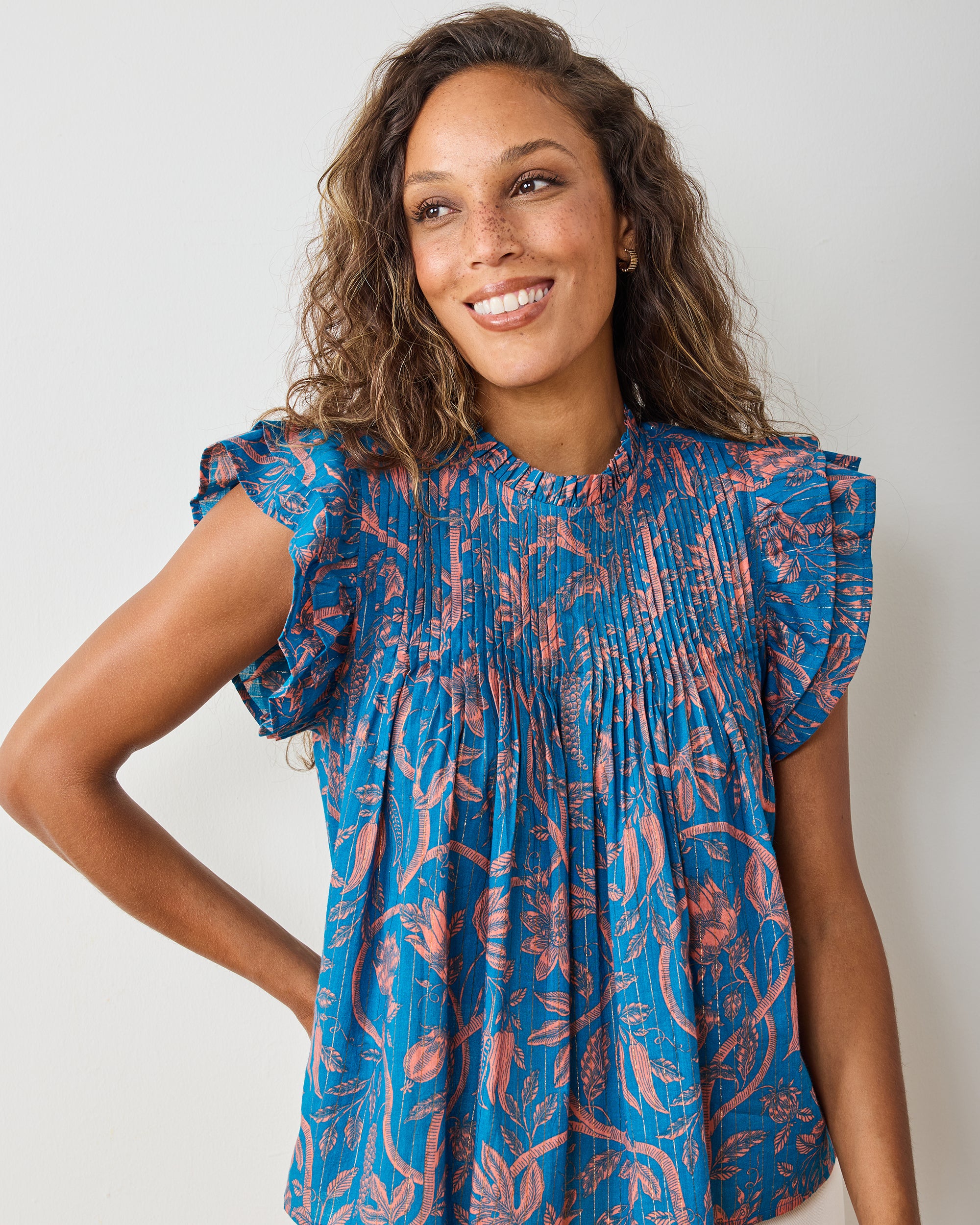 Etched Vine - When In Doubt Blouse - Turquoise Blush – Printfresh