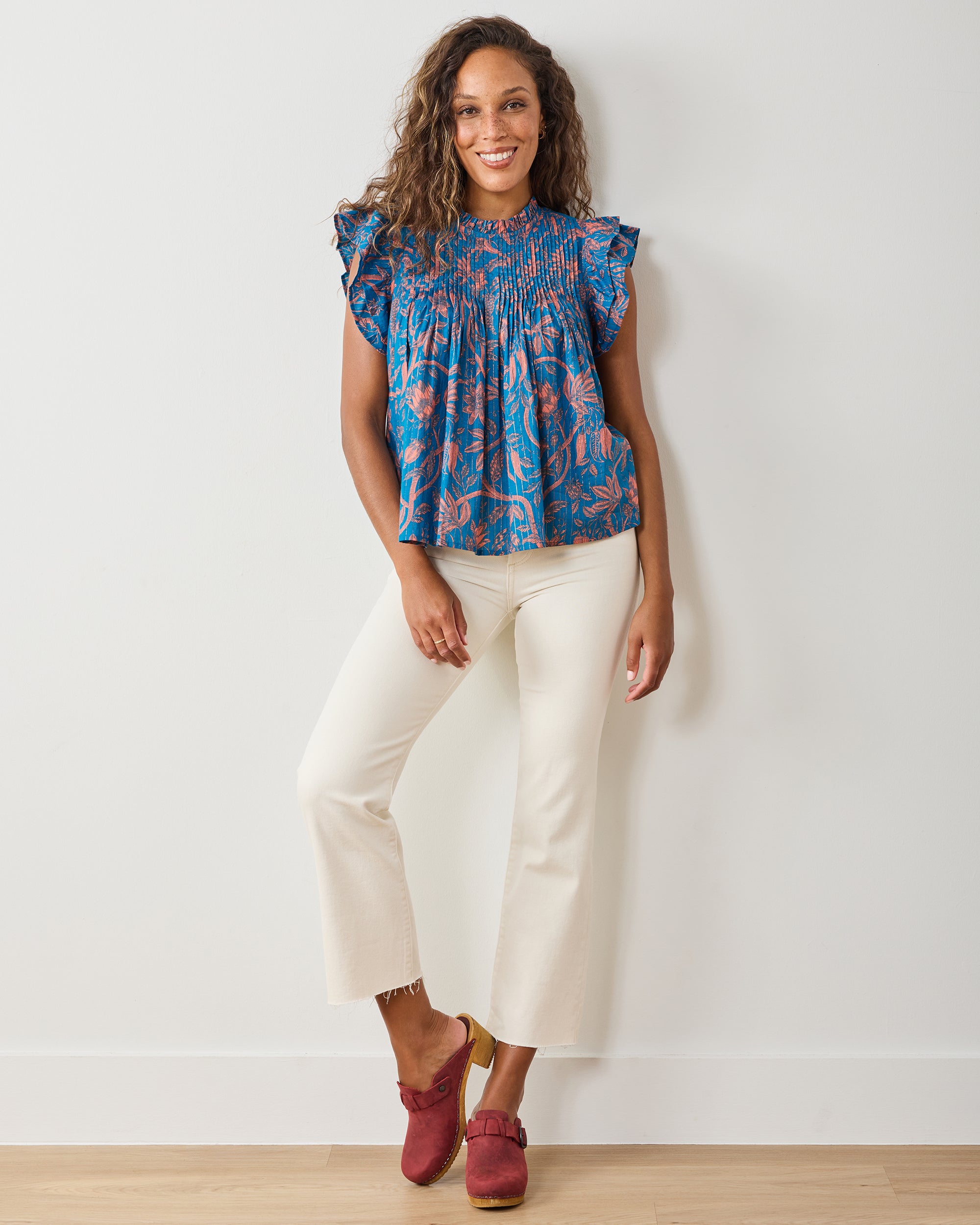 Etched Vine - When In Doubt Blouse - Turquoise Blush – Printfresh