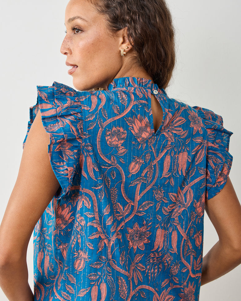 Etched Vine - When In Doubt Blouse - Turquoise Blush - Printfresh