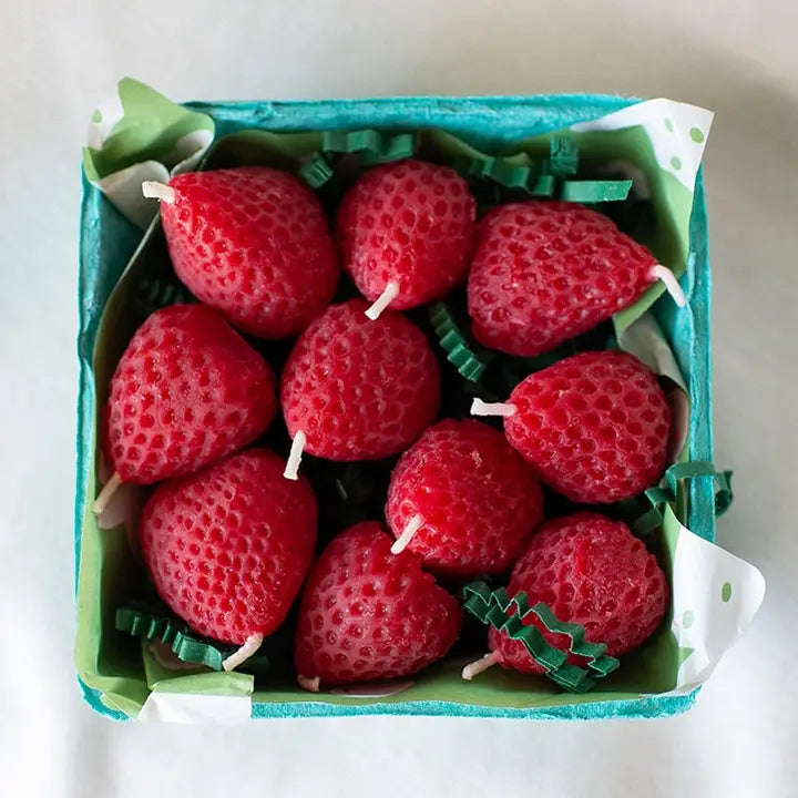 Happy Organics - Strawberry Beeswax Birthday Candles - Strawberry - Printfresh