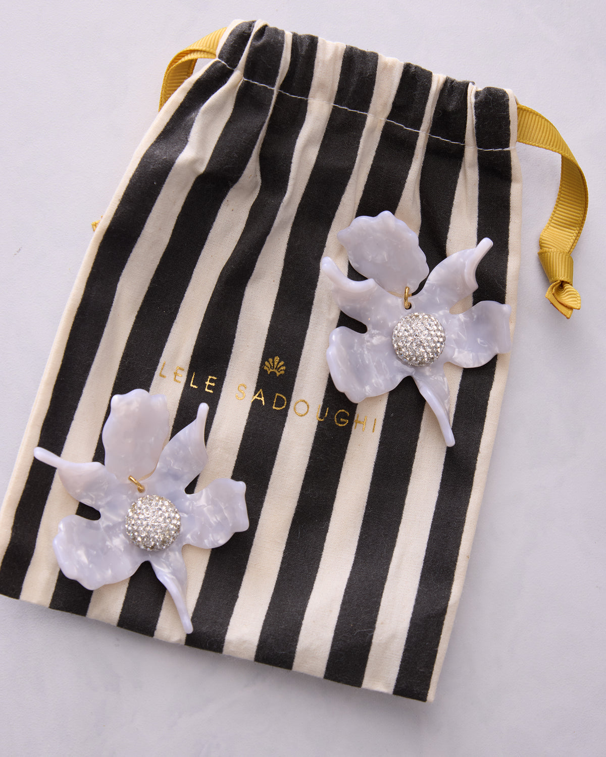 Mother of Pearl - Crystal Lily Earrings - Lele Sadoughi - Printfresh