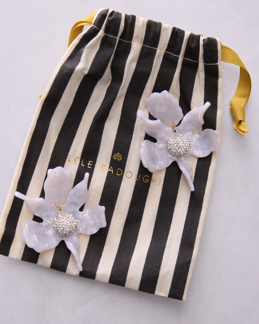 Mother of Pearl - Crystal Lily Earrings - Lele Sadoughi - Printfresh