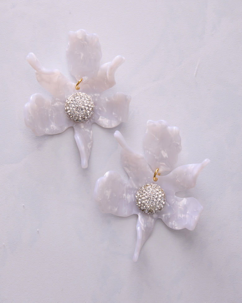 Mother of Pearl - Crystal Lily Earrings - Lele Sadoughi - Printfresh