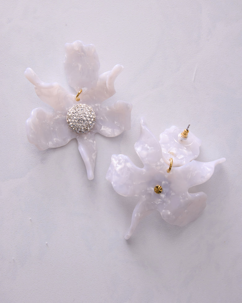 Mother of Pearl - Crystal Lily Earrings - Lele Sadoughi - Printfresh