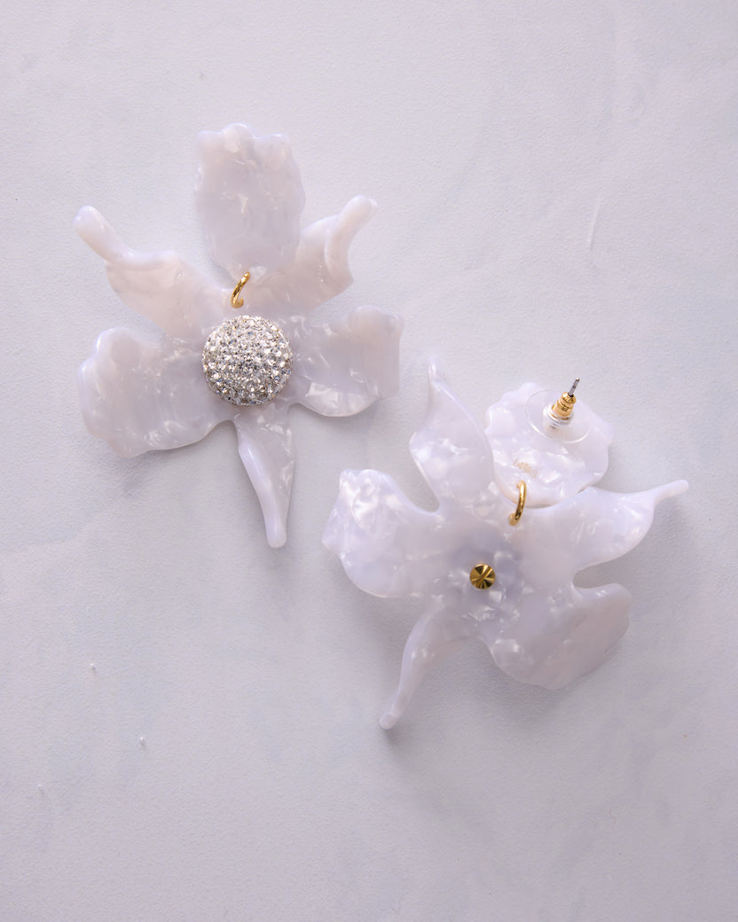 Mother of Pearl - Crystal Lily Earrings - Lele Sadoughi - Printfresh
