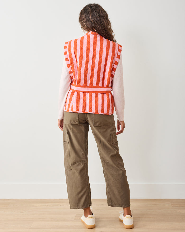 Bold Stripe - Quilted Vest - Pink Copper - Printfresh