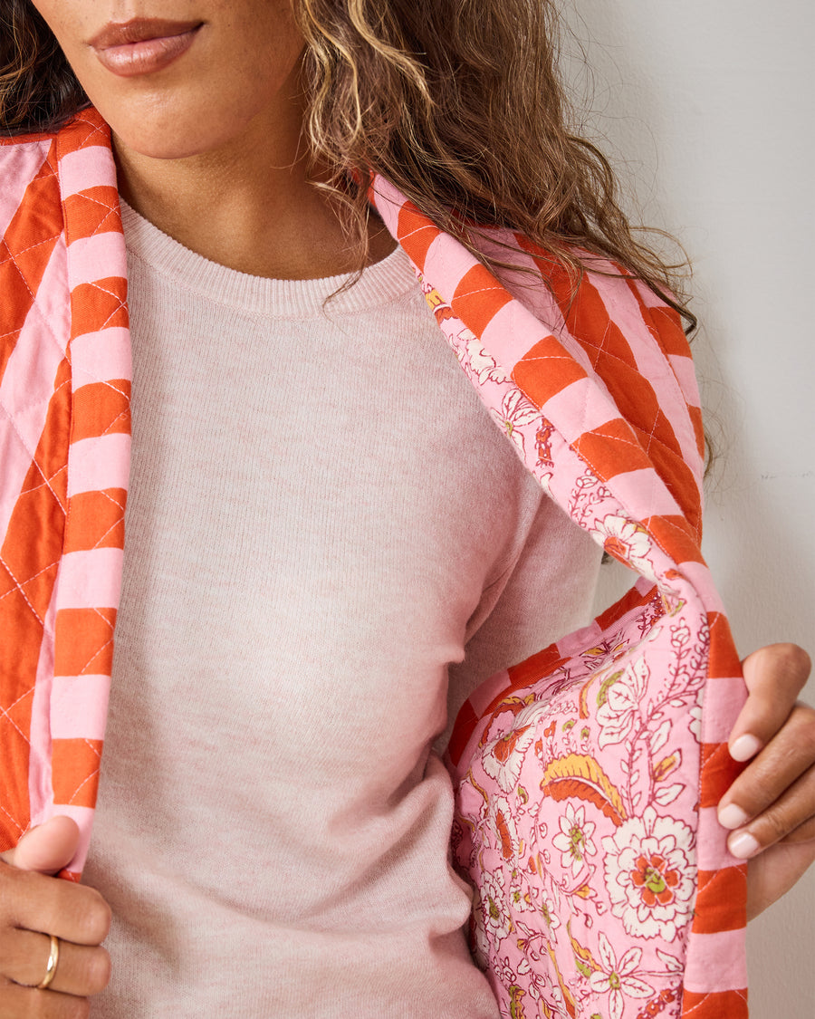 Bold Stripe - Quilted Vest - Pink Copper - Printfresh