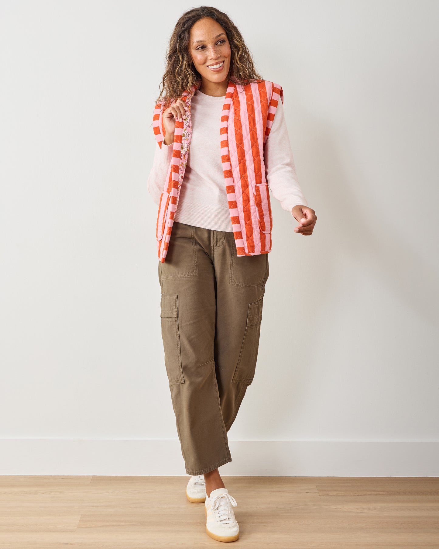 Bold Stripe - Quilted Vest - Pink Copper - Printfresh