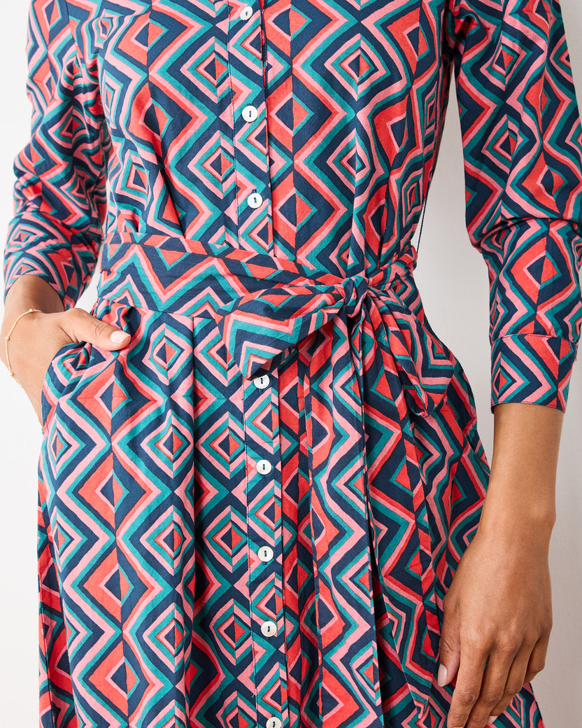 Kaleidoscope Diamond - Monaco Dress - Navy/Red - Printfresh
