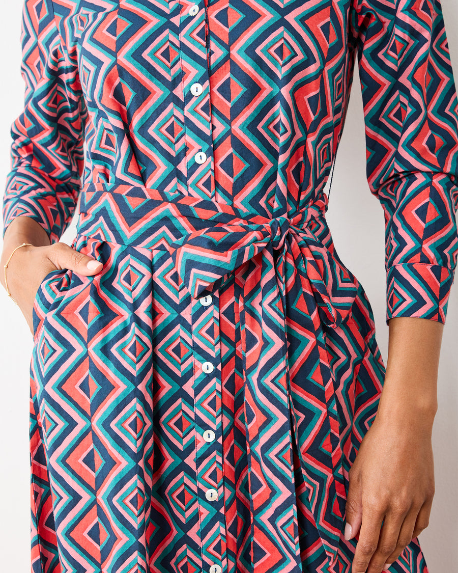 Kaleidoscope Diamond - Monaco Dress - Navy/Red - Printfresh
