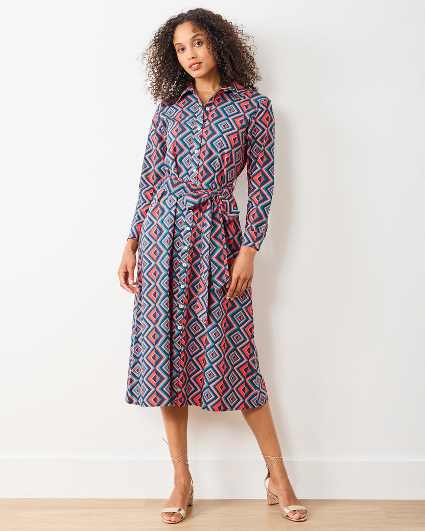 Kaleidoscope Diamond - Monaco Dress - Navy/Red - Printfresh