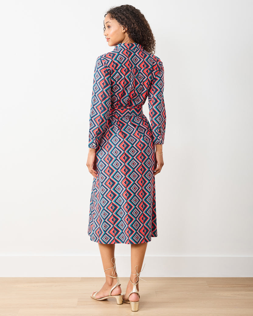 Kaleidoscope Diamond - Monaco Dress - Navy/Red - Printfresh