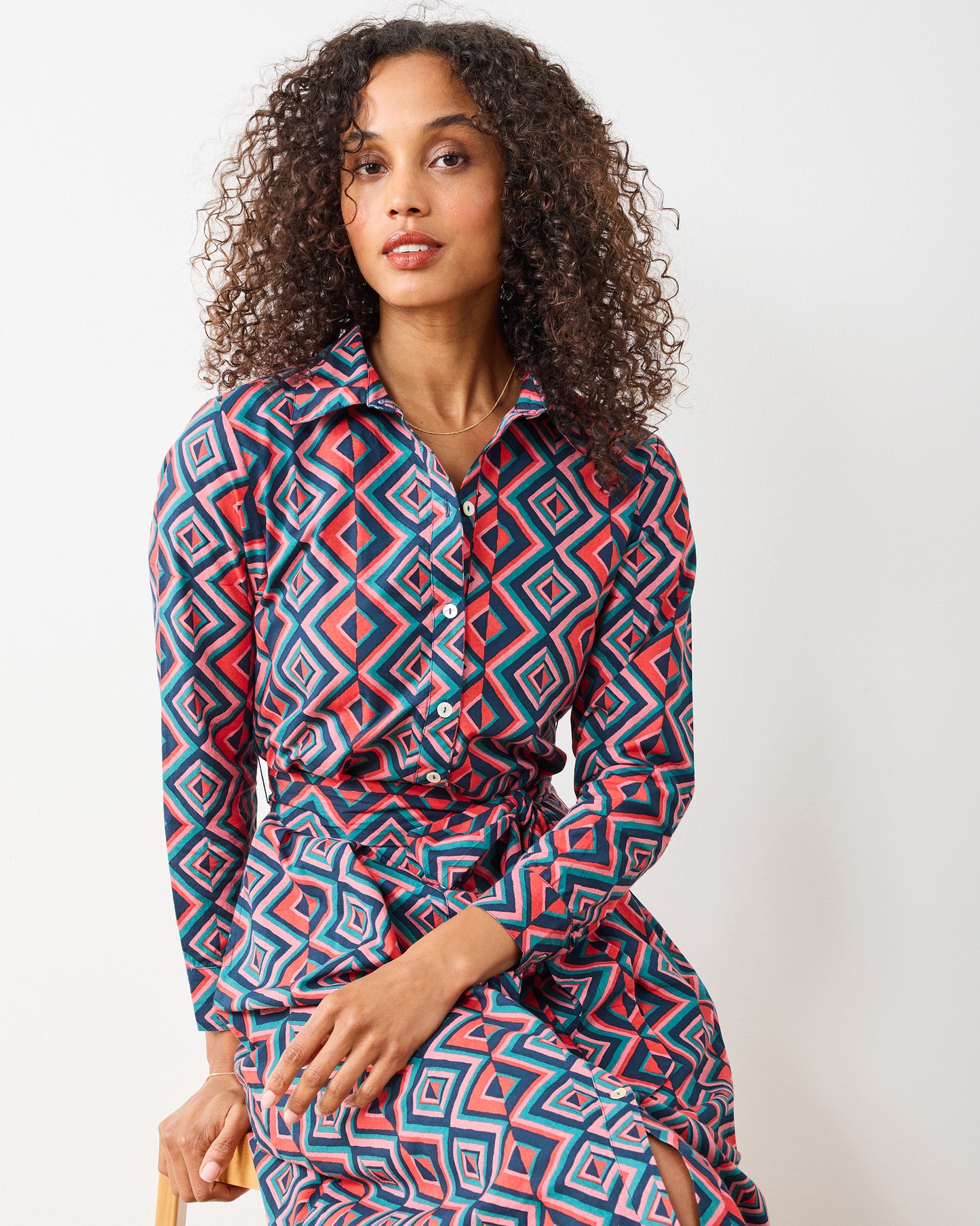 Kaleidoscope Diamond - Monaco Dress - Navy/Red - Printfresh