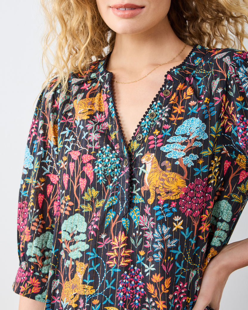 Garden Managerie - Juno Blouse - Ink - Printfresh