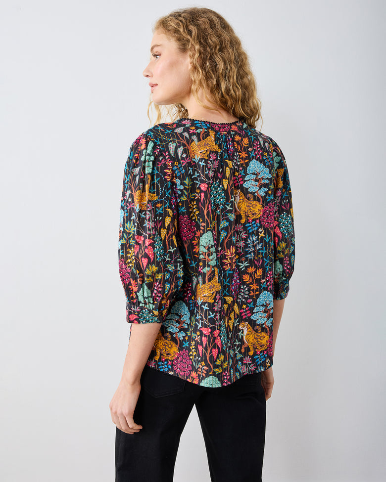 Garden Managerie - Juno Blouse - Ink - Printfresh