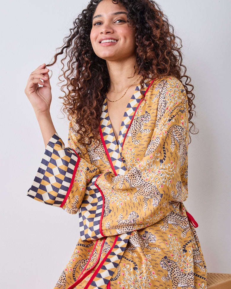 Bagheera - Eco Satin Robe - Tobacco - Printfresh