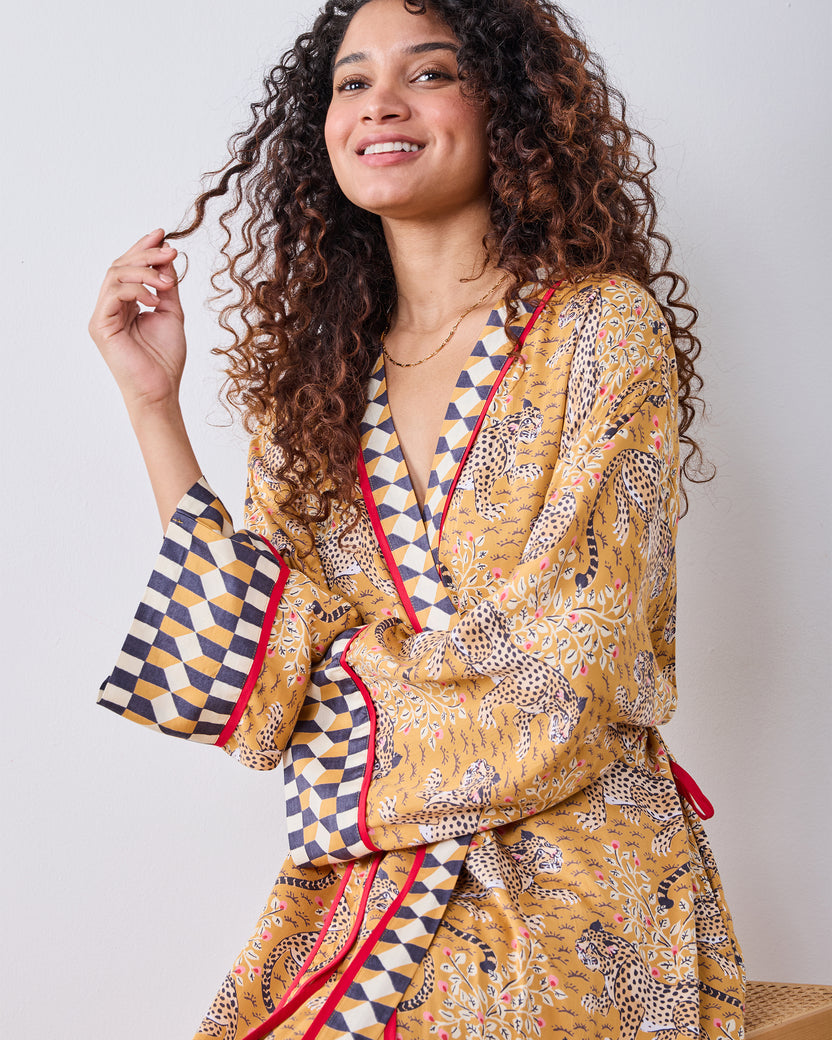 Bagheera - Eco Satin Robe - Tobacco - Printfresh