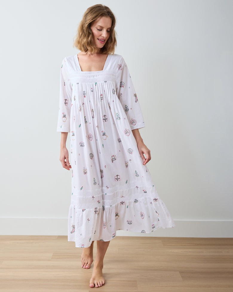 Holiday Cats - Taylor Nightgown - Cloud - Printfresh