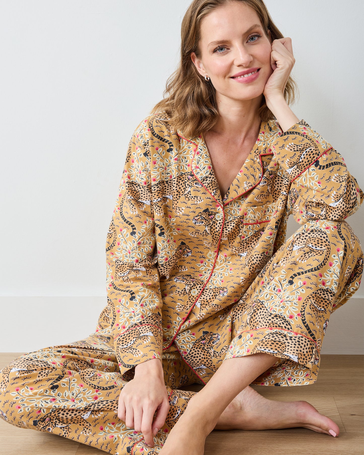 Bagheera - Lightweight Flannel Long PJ Set - Tobacco - Printfresh