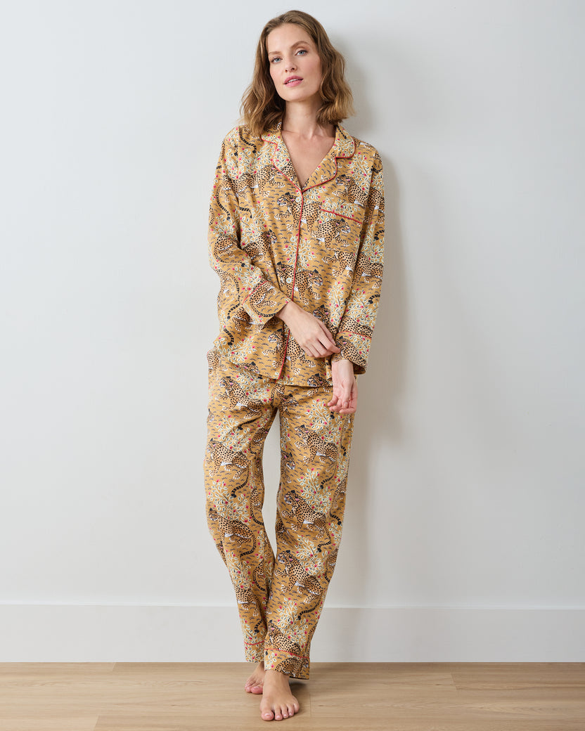 Bagheera - Lightweight Flannel Long PJ Set - Tobacco - Printfresh