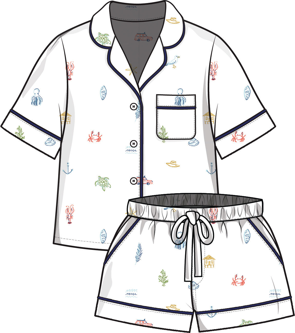 Summer Essentials - Short PJ Set - Cloud - Printfresh