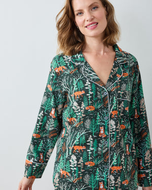 Fox & Folklore - Lightweight Flannel Long PJ Set - Juniper