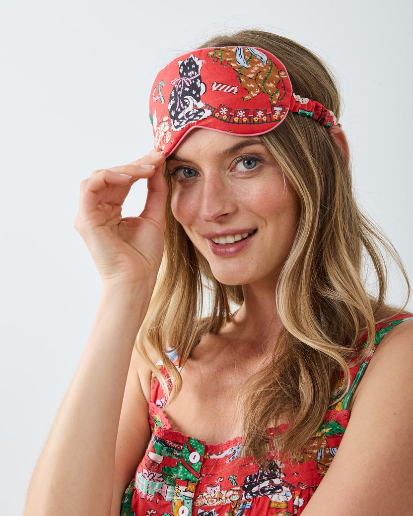 Meowy Christmas - Eye Mask - Red Bow - Printfresh