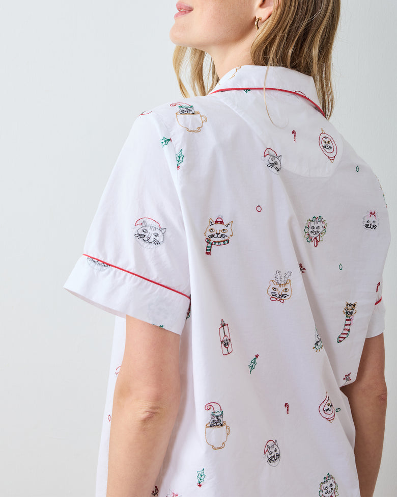 Holiday Cats - Short PJ Set - Cloud - Printfresh