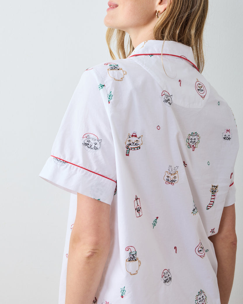 Holiday Cats - Short PJ Set - Cloud - Printfresh