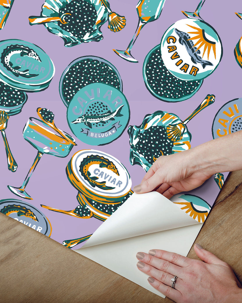 Champagne & Caviar - Peel & Stick Wallpaper - Lavender - Printfresh