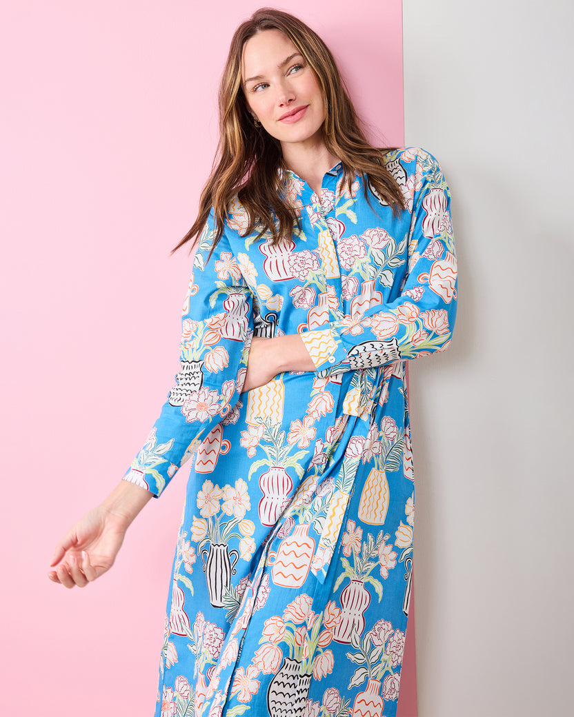 Antique Vases - Monaco Dress - Blue Sky - Printfresh