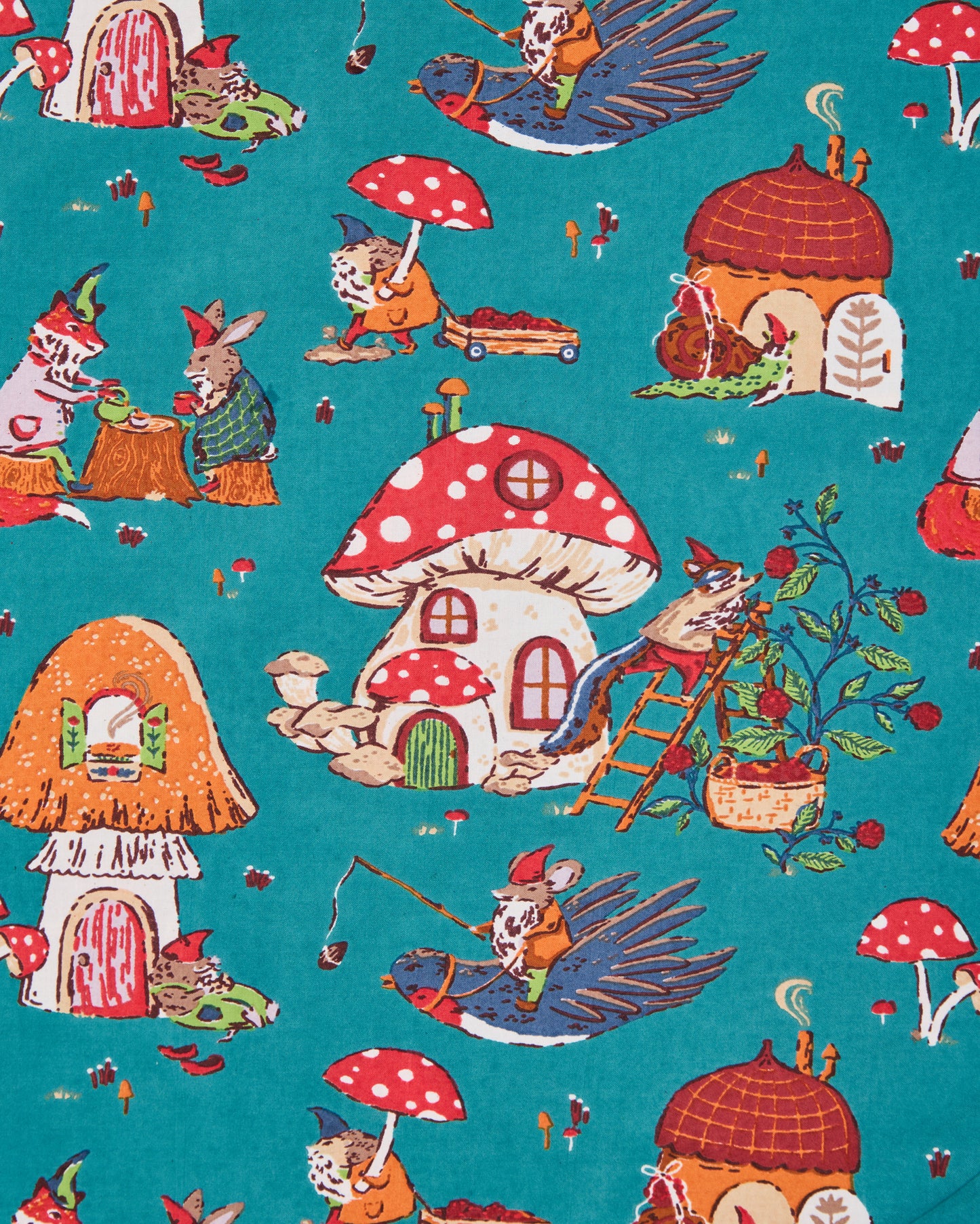 Autumn Critters - Quilted Pouch - Teal - Printfresh