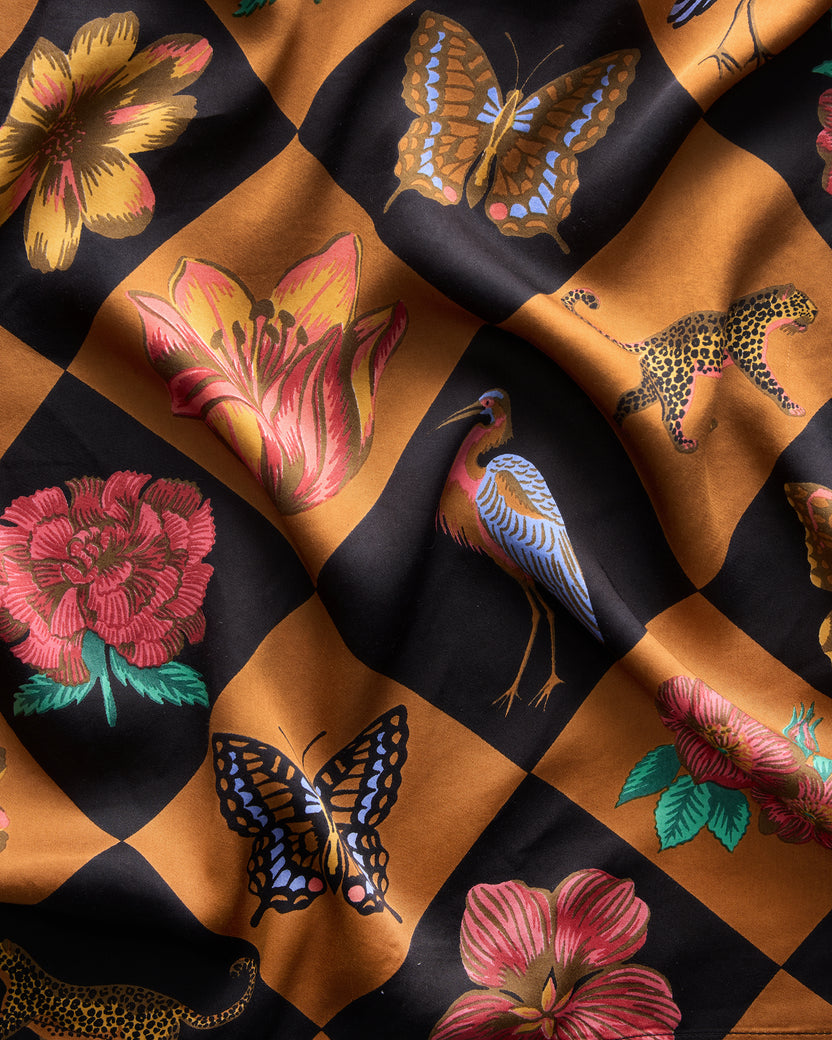 Botanical Checkerboard - Eco Satin Wildest Dreams Set - Caramel - Printfresh