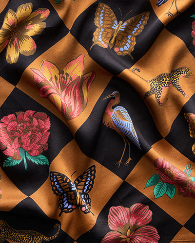Botanical Checkerboard - Eco Satin Wildest Dreams Set - Caramel