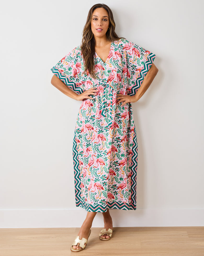 Flock Of Flamingos - Let's Cruise Caftan - Rose - Printfresh