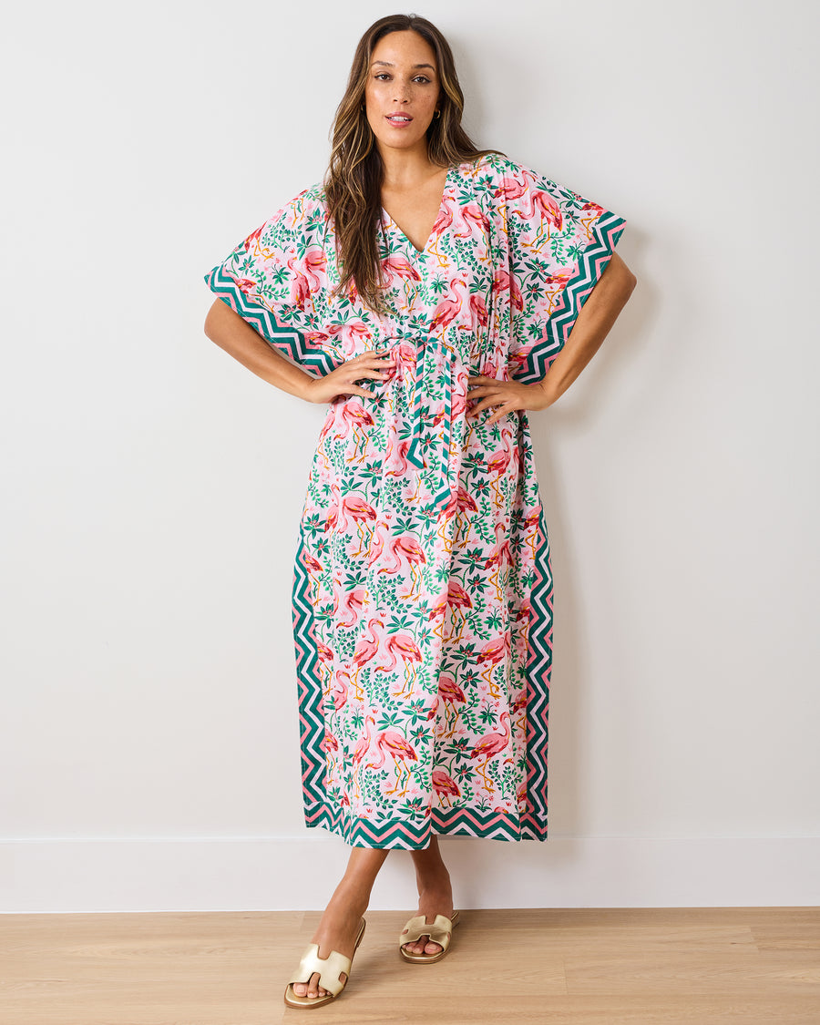 Flock Of Flamingos - Let's Cruise Caftan - Rose - Printfresh