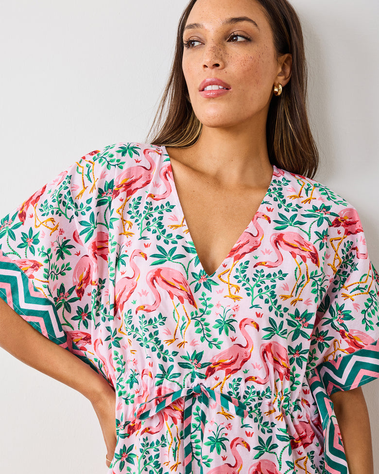 Flock Of Flamingos - Let's Cruise Caftan - Rose - Printfresh